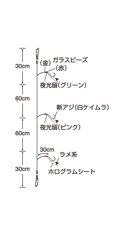 特選ひとひろサビキ フラッシュレインボー 30cm 2セット